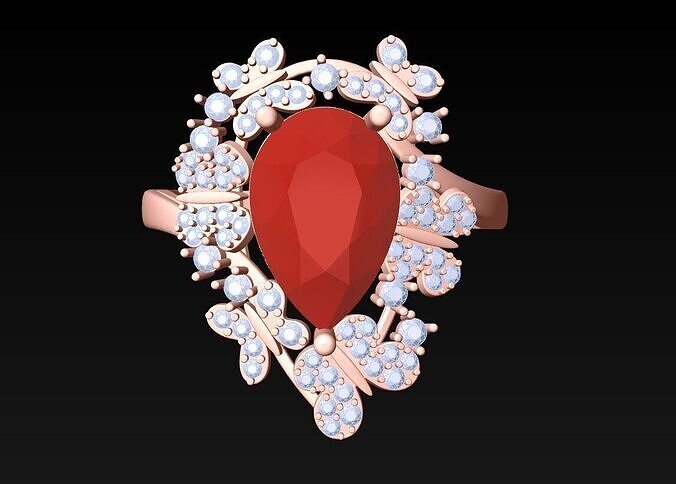 Pear Stone Ring - Womens Rings - N762915 3D print model
