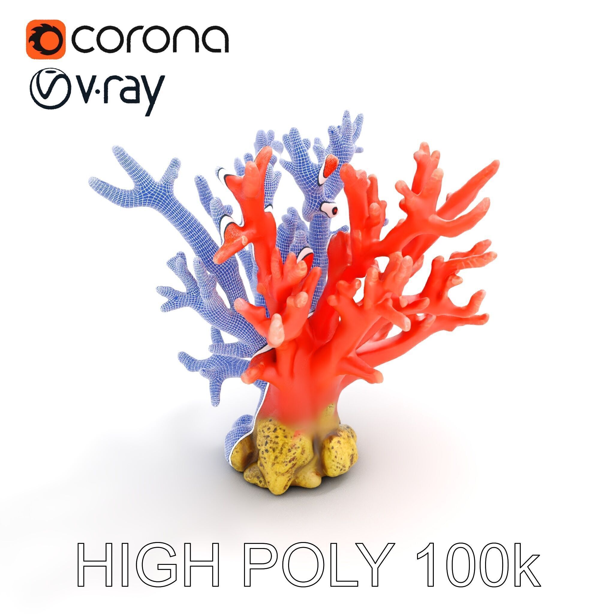 Pink Coral Reef D Model Pack Low-poly 3D model_23