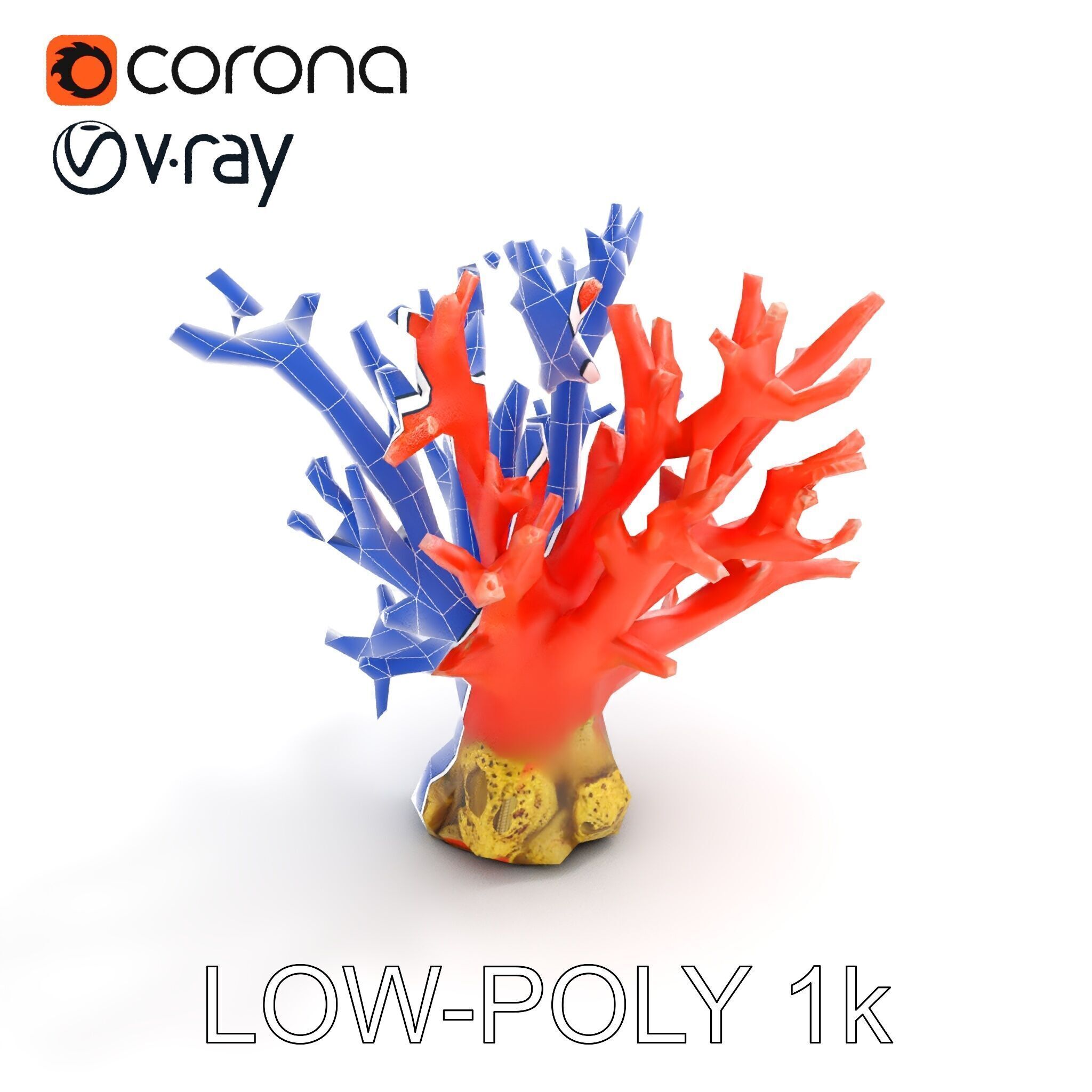 Pink Coral Reef D Model Pack Low-poly 3D model_11