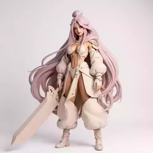 Mystic Warrior Princess with Enchanted Blade   3D print model