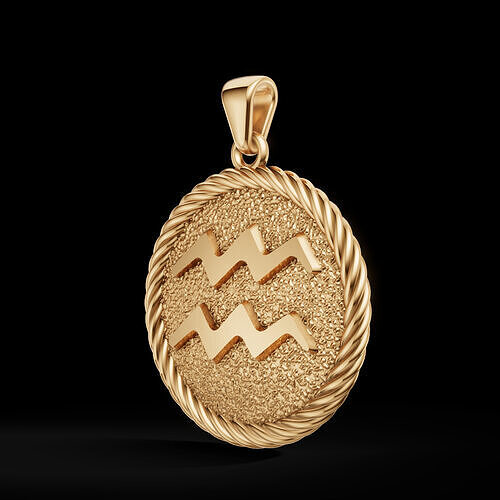 Aquarius Zodiac Pendant  Double-Sided 3D Jewelry Model 3D print model