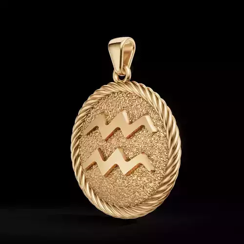 Aquarius Zodiac Pendant  Double-Sided 3D Jewelry Model 3D print model