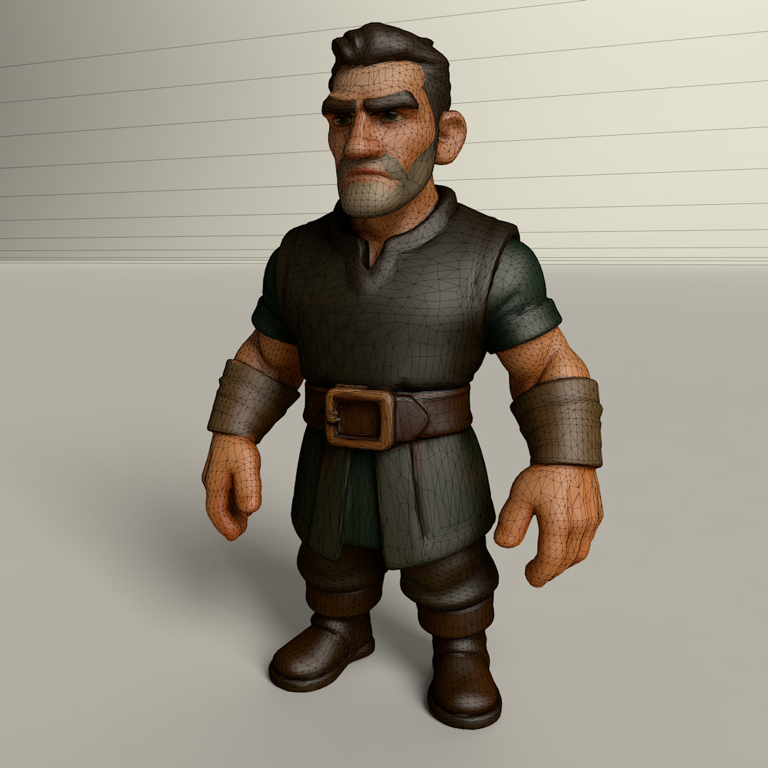 Stylized Game Ready Human Character Rigged named Forner Low-poly 3D model_3