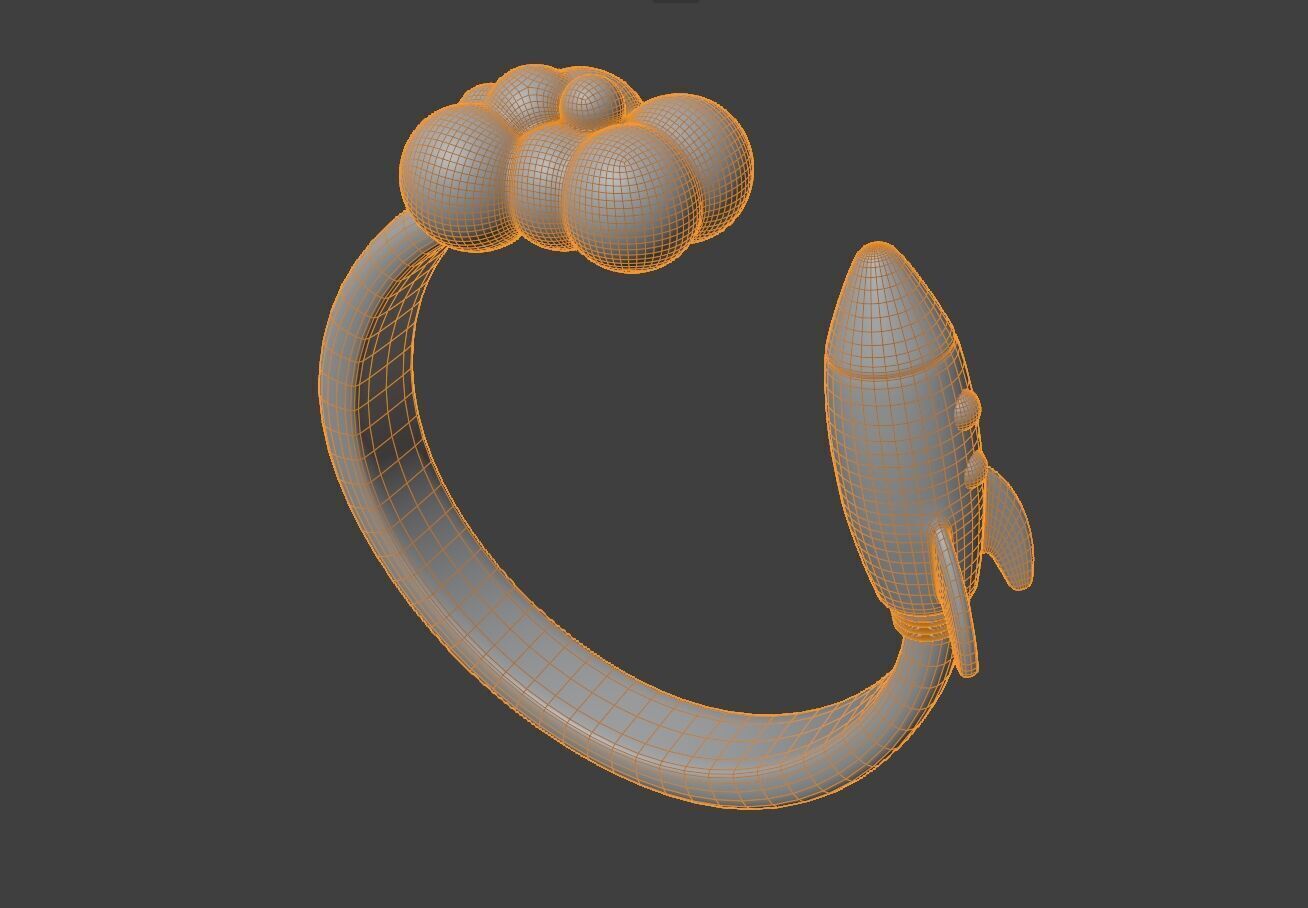 Rocket Ring Low-poly 3D model_8