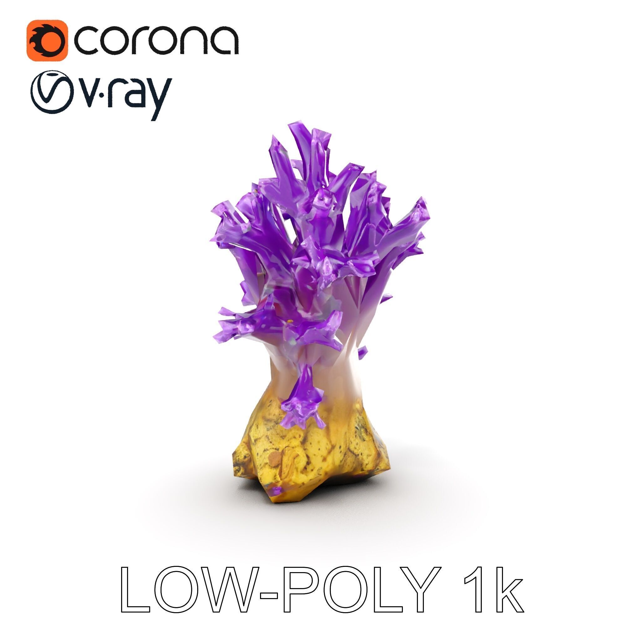 Vibrant Purple Coral Reef Model Pack Low-poly 3D model_9