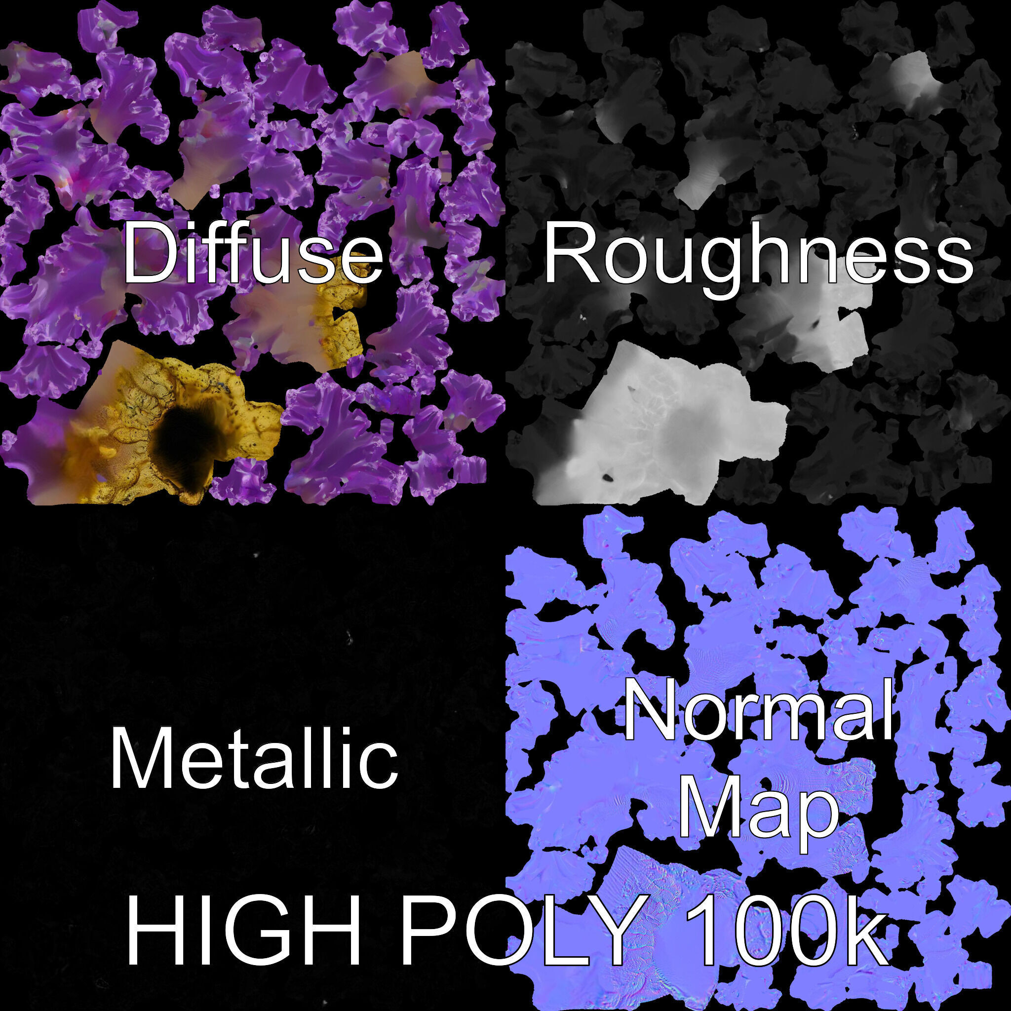 Vibrant Purple Coral Reef Model Pack Low-poly 3D model_3