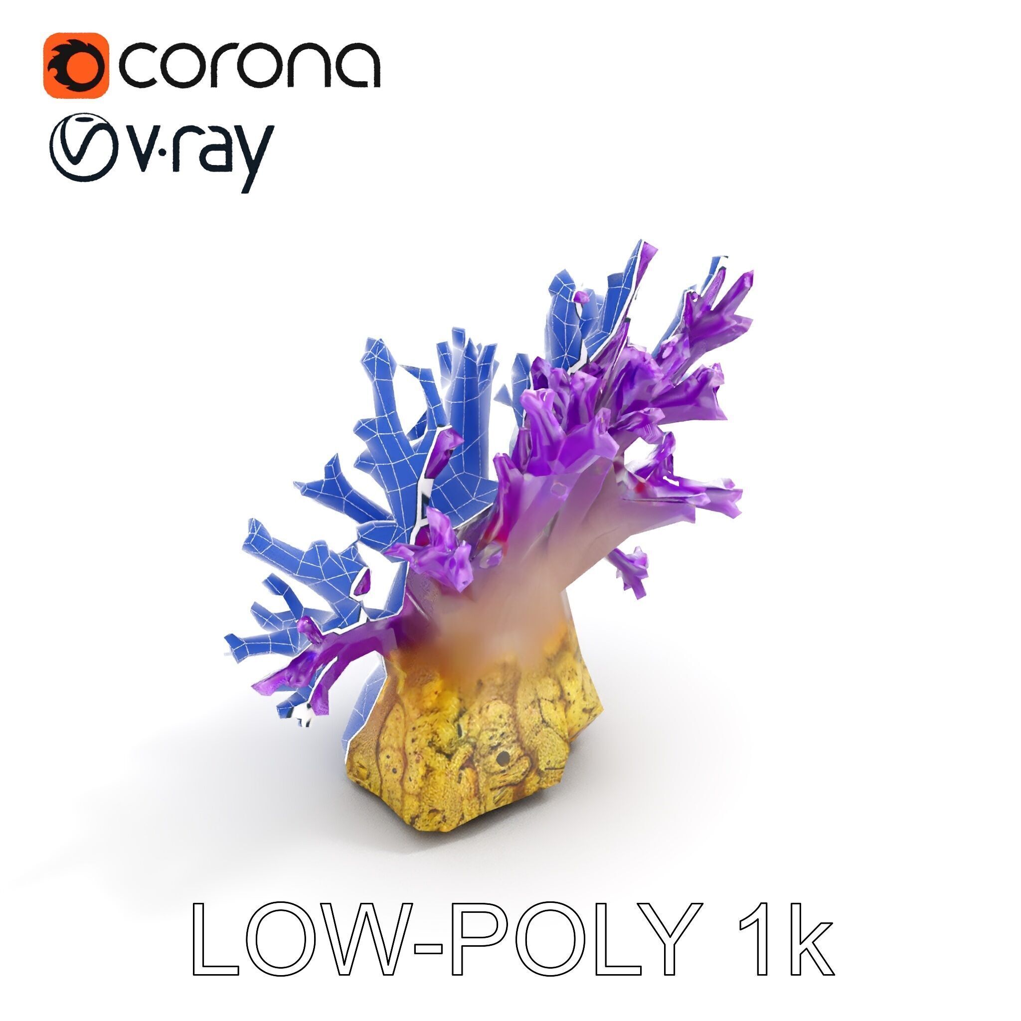 Vibrant Purple Coral Reef Model Pack Low-poly 3D model_17