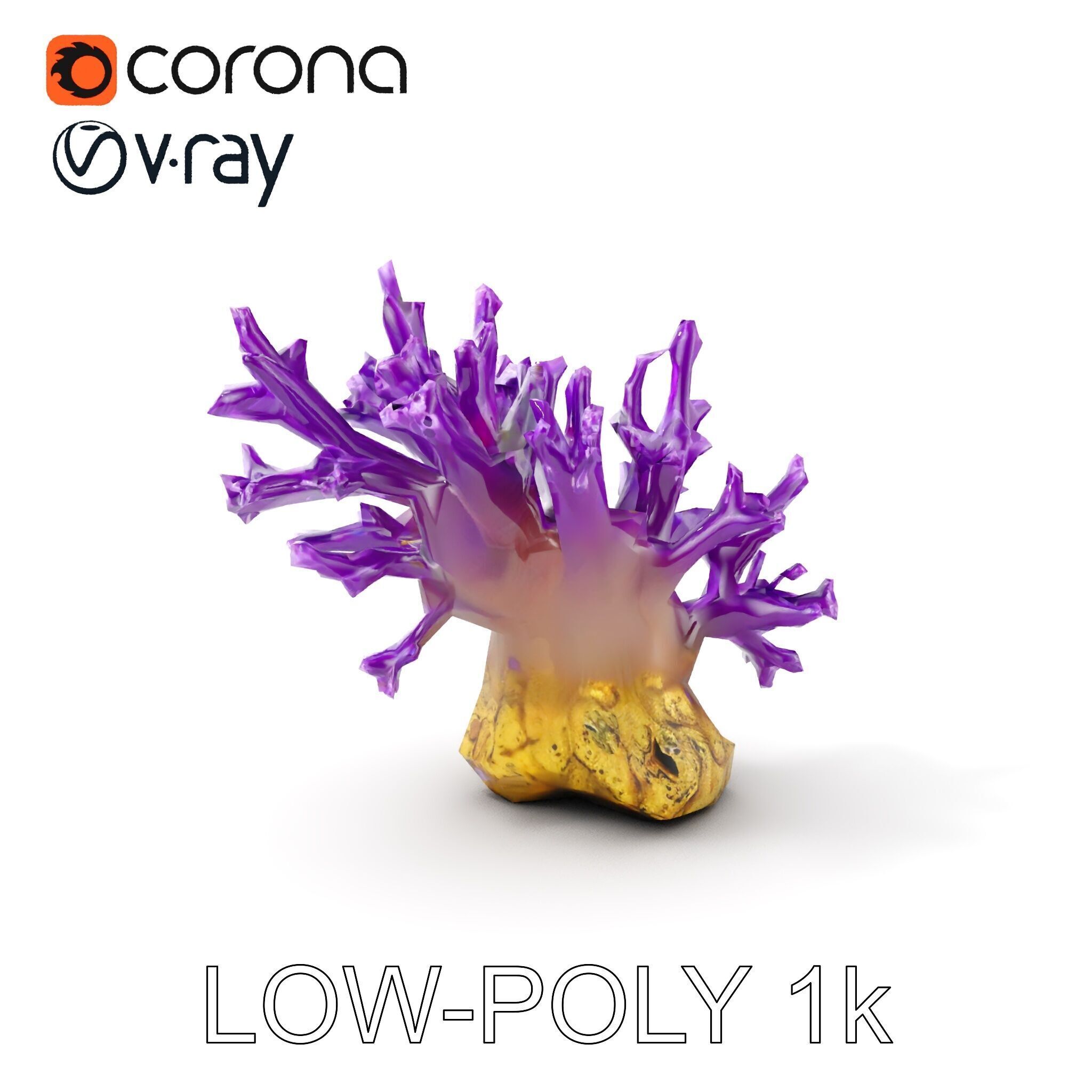 Vibrant Purple Coral Reef Model Pack Low-poly 3D model_11