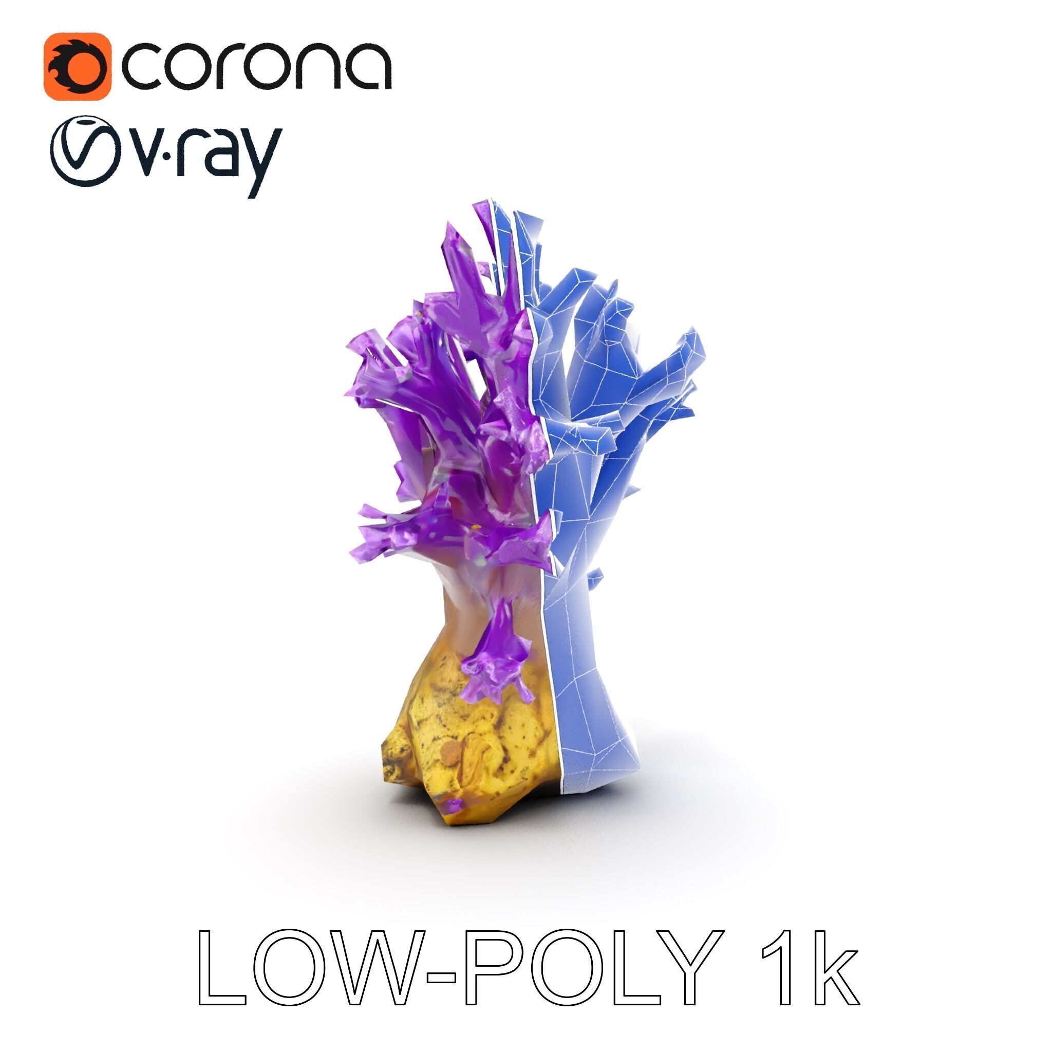 Vibrant Purple Coral Reef Model Pack Low-poly 3D model_31