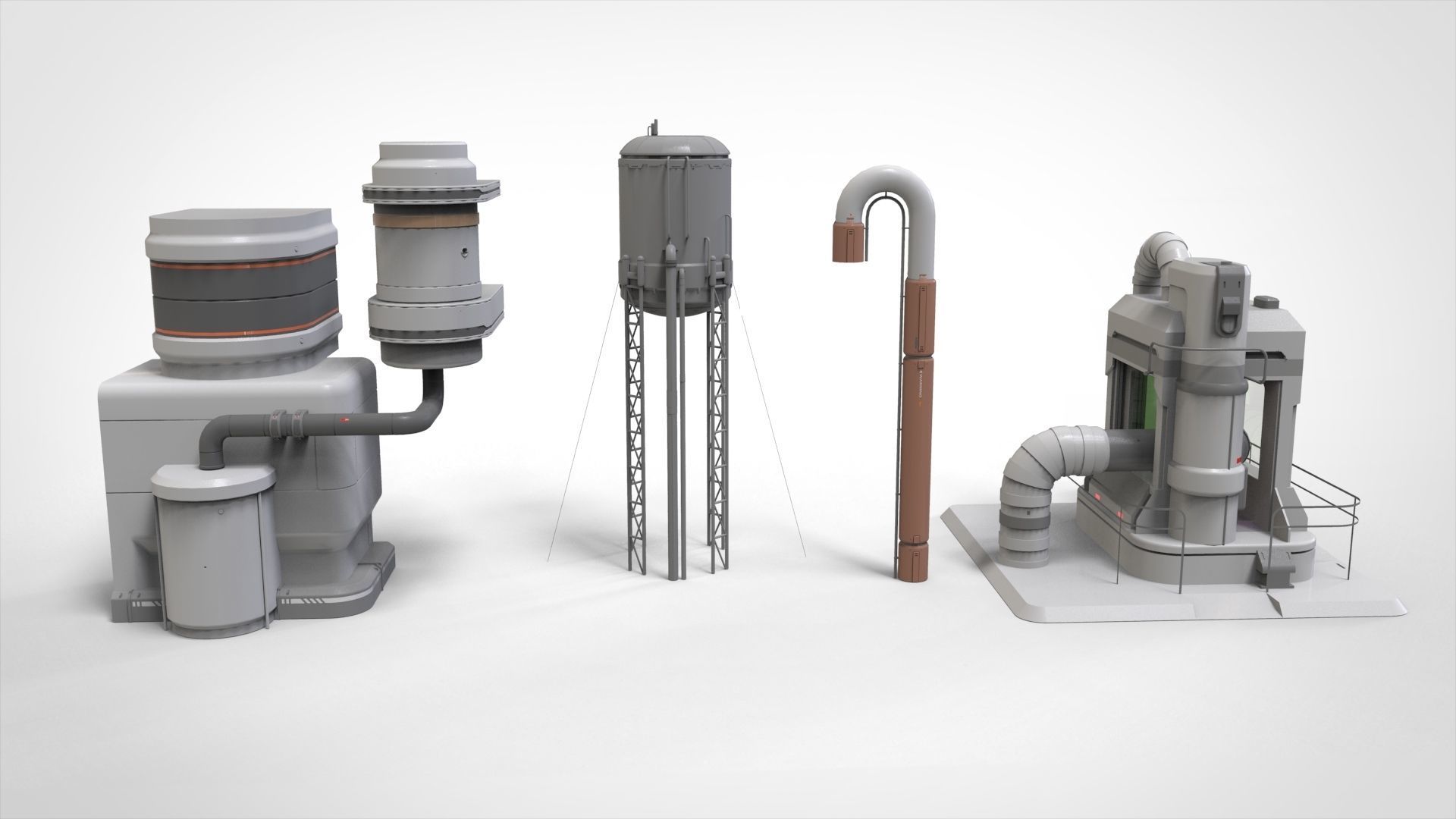 Sci-Fi architecture Elements collection 1 3D model_4