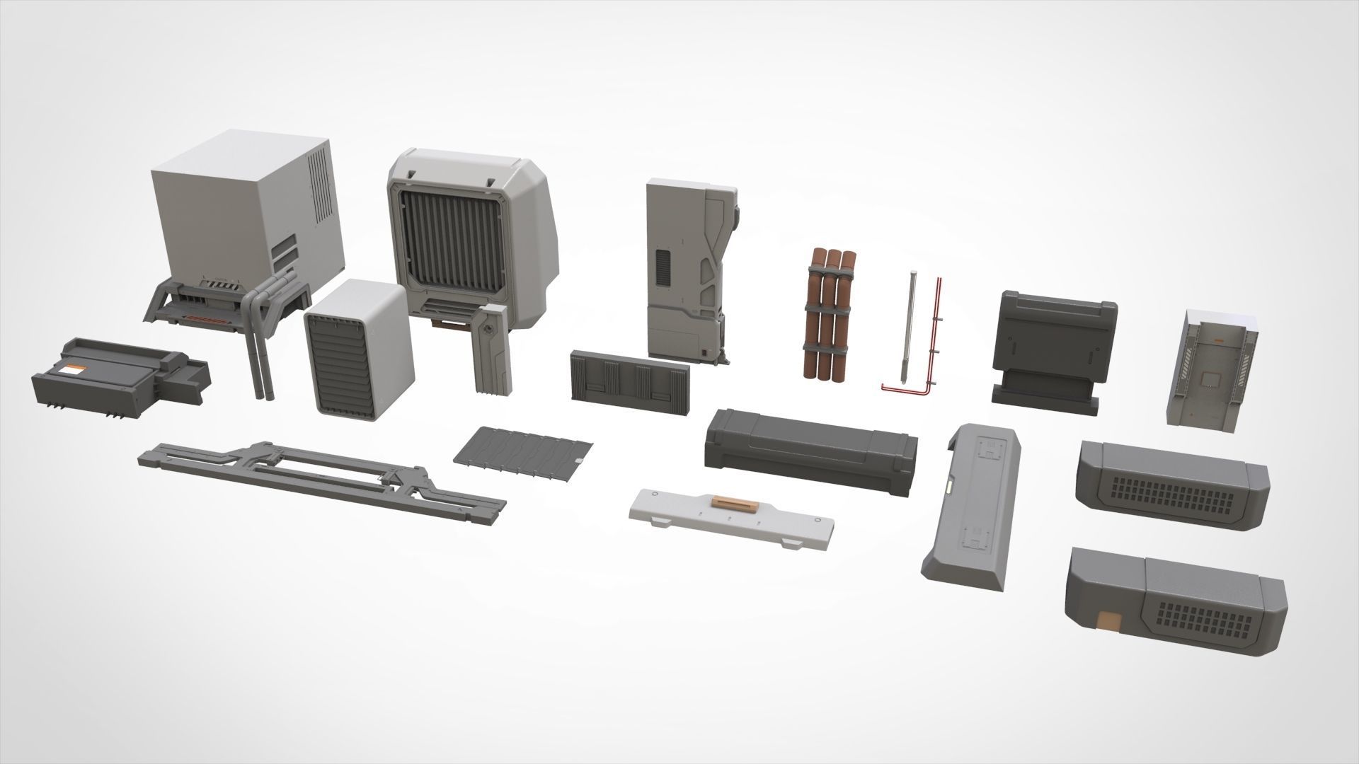 Sci-Fi architecture Elements collection 1 3D model_16