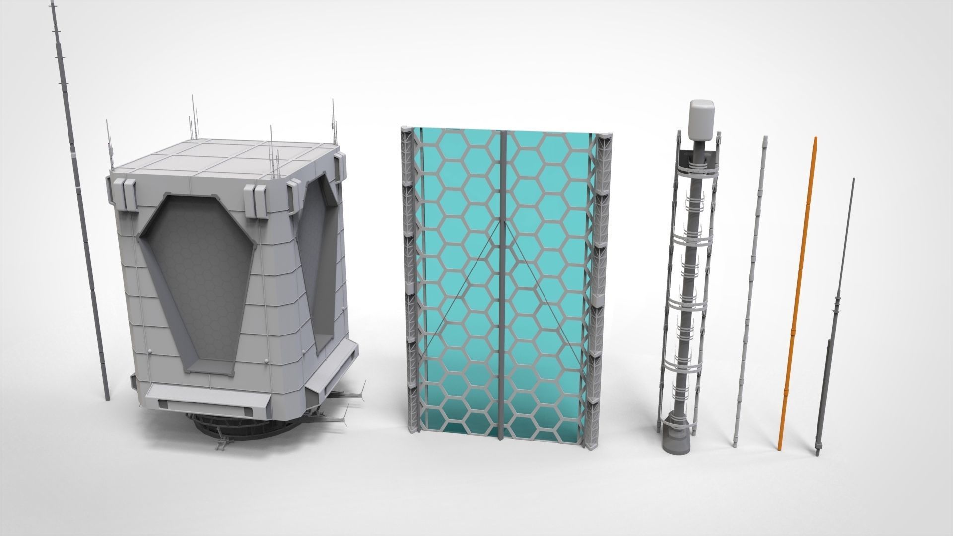 Sci-Fi architecture Elements collection 1 3D model_2