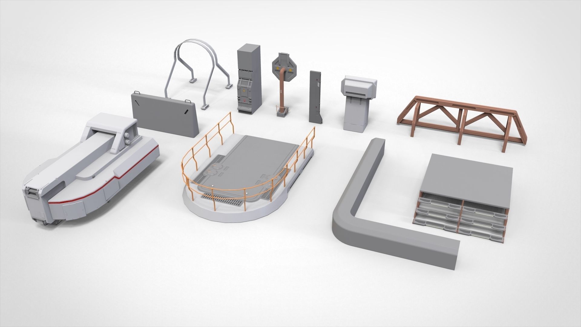 Sci-Fi architecture Elements collection 1 3D model_13