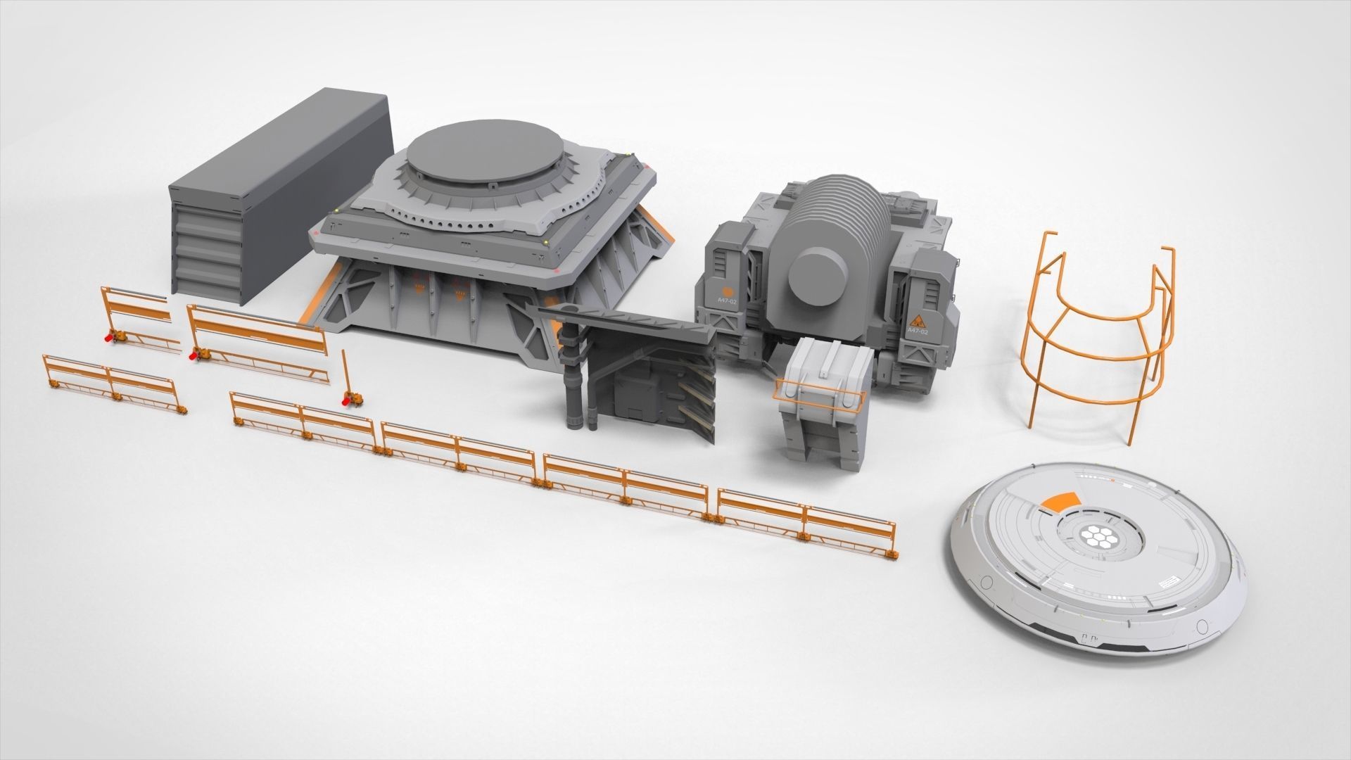 Sci-Fi architecture Elements collection 1 3D model_8