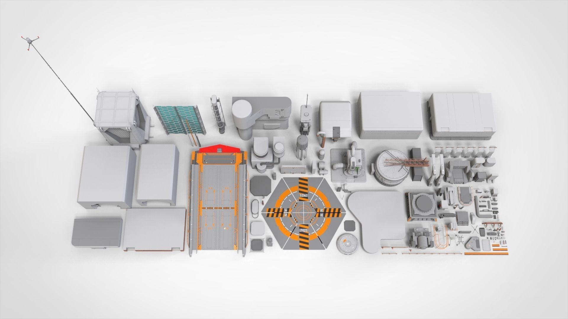 Sci-Fi architecture Elements collection 1 3D model_1