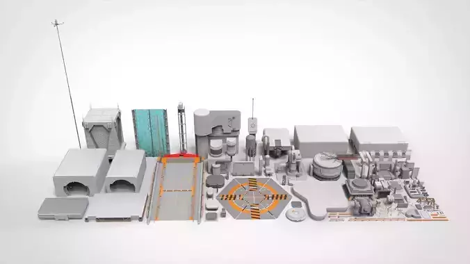 Sci-Fi architecture Elements collection 1 3D model
