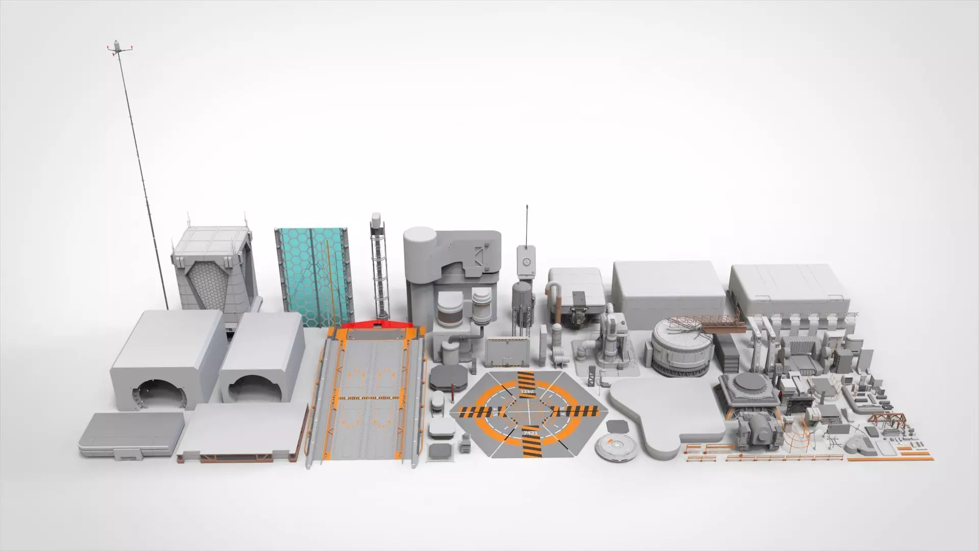 Sci-Fi architecture Elements collection 1 3D model_0