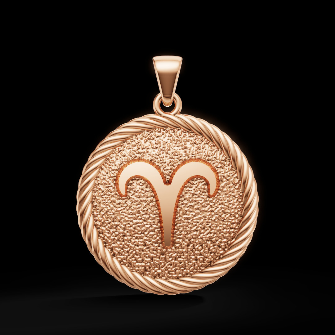 Aries Zodiac Pendant  Double-Sided 3D Jewelry Model 3D print model_5