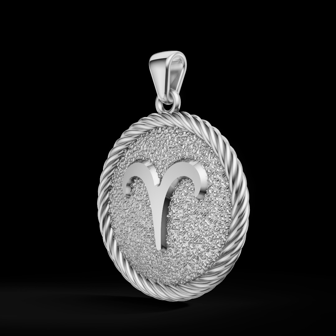 Aries Zodiac Pendant  Double-Sided 3D Jewelry Model 3D print model_11
