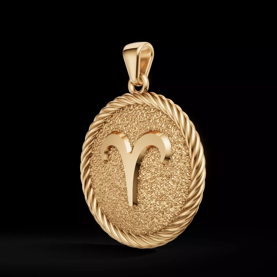 Aries Zodiac Pendant  Double-Sided 3D Jewelry Model 3D print model_0