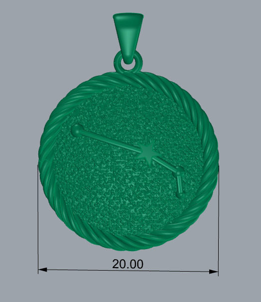 Aries Zodiac Pendant  Double-Sided 3D Jewelry Model 3D print model_14