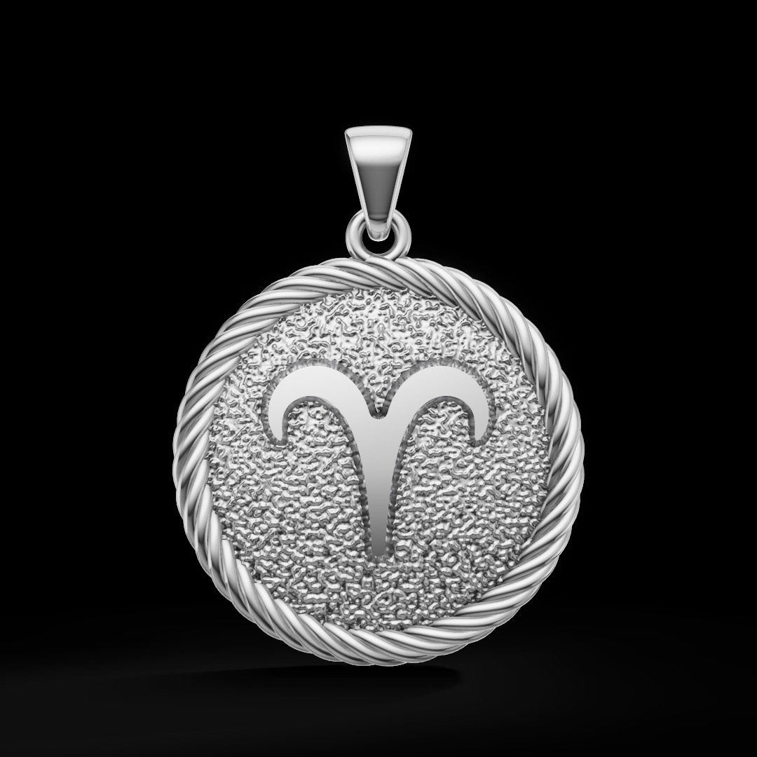Aries Zodiac Pendant  Double-Sided 3D Jewelry Model 3D print model_6