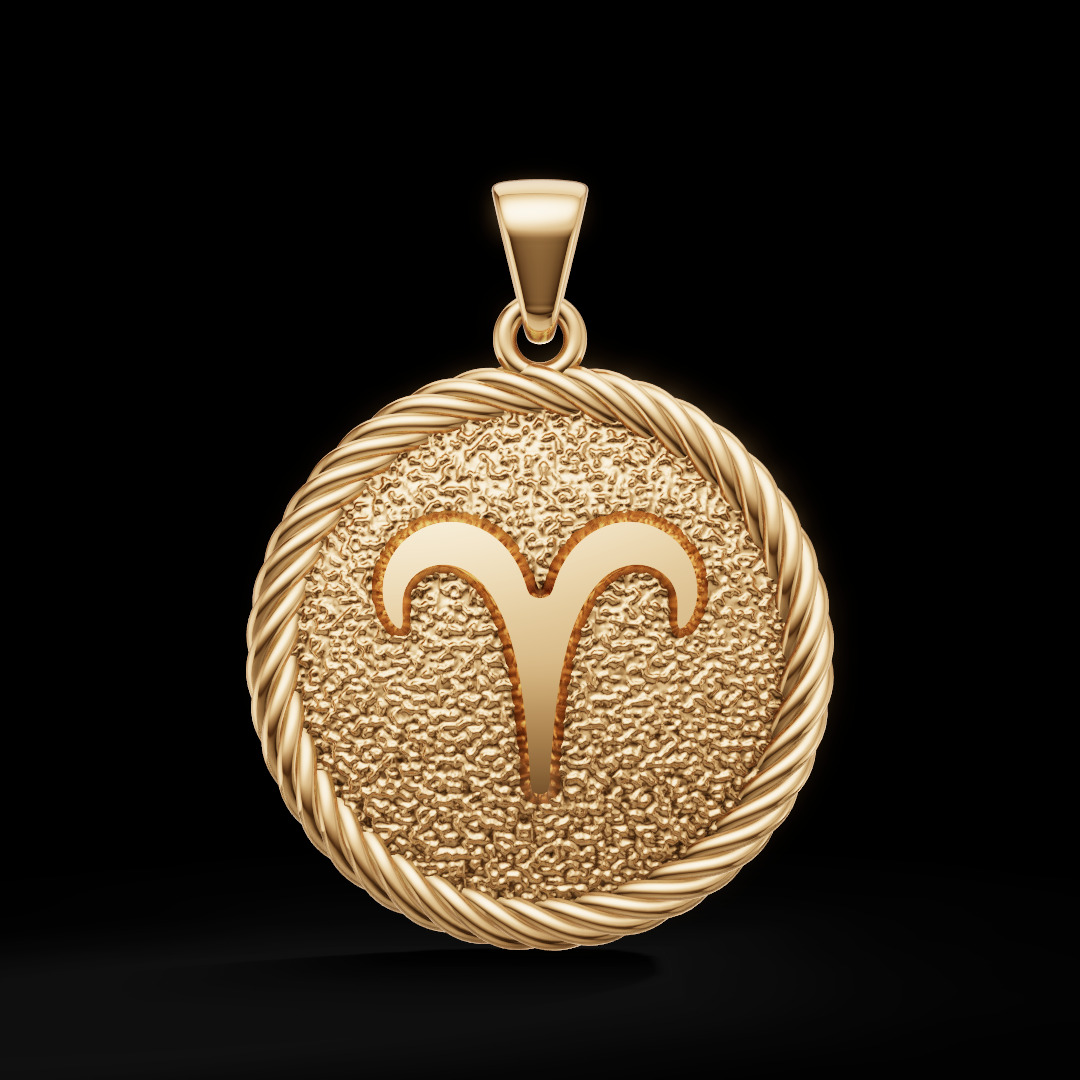 Aries Zodiac Pendant  Double-Sided 3D Jewelry Model 3D print model_4