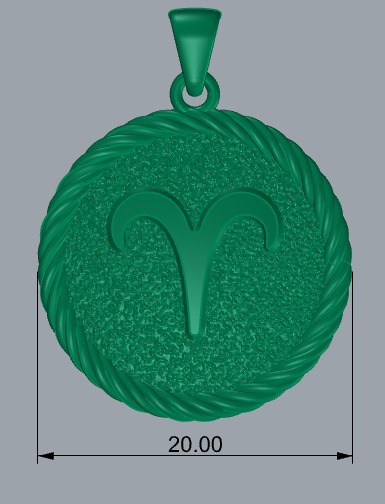 Aries Zodiac Pendant  Double-Sided 3D Jewelry Model 3D print model_2