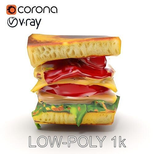 Club Sandwich D Model Pack Low-poly 3D model 7
