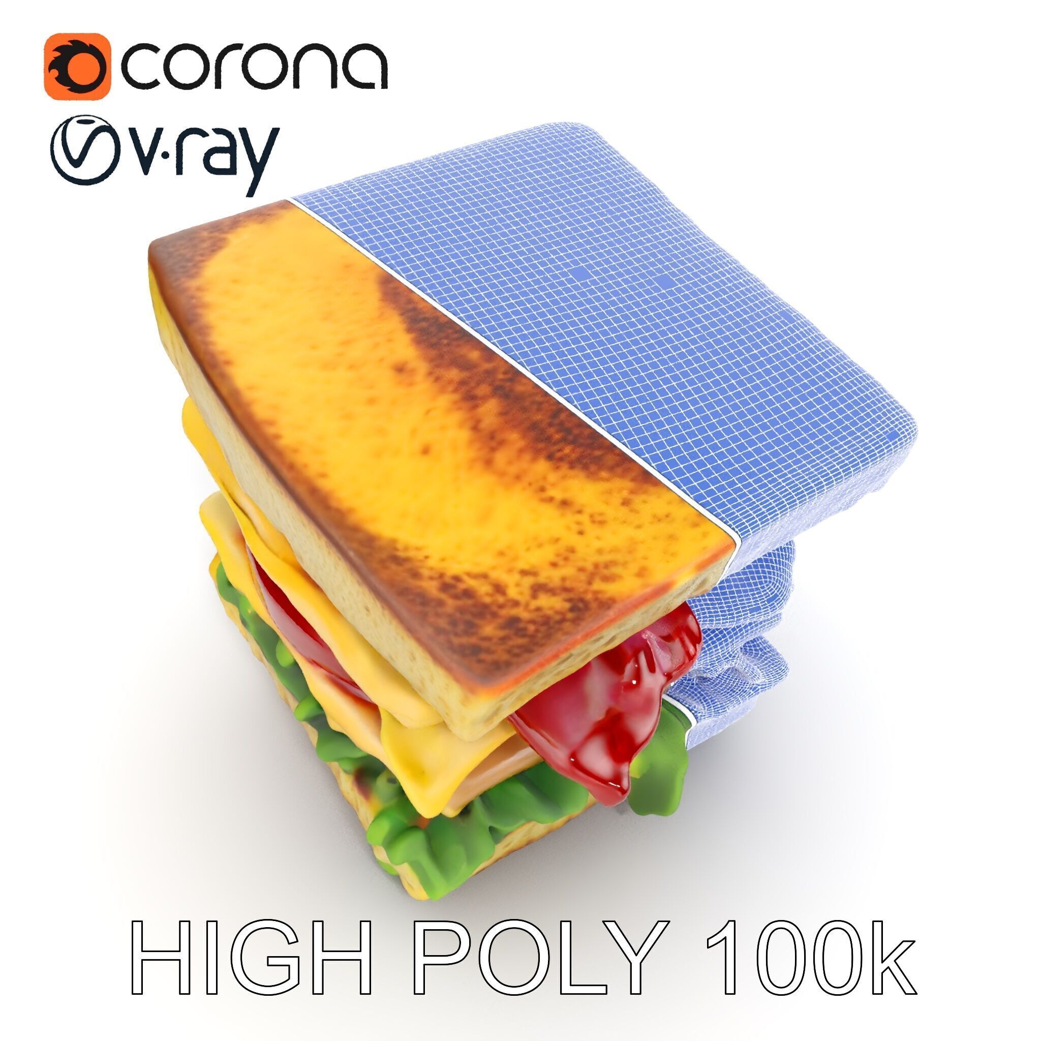 Club Sandwich D Model Pack Low-poly 3D model_29