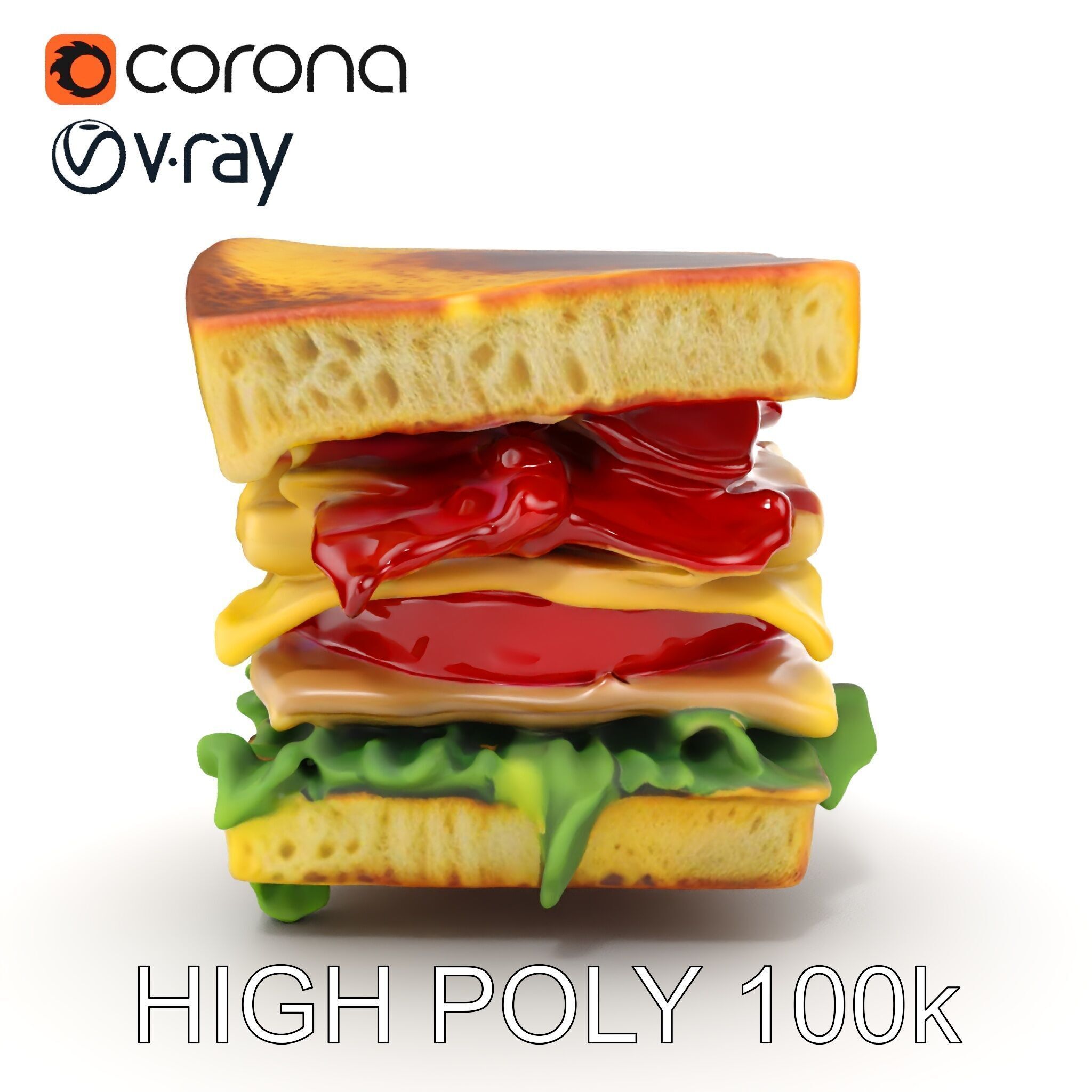 Club Sandwich D Model Pack Low-poly 3D model_10