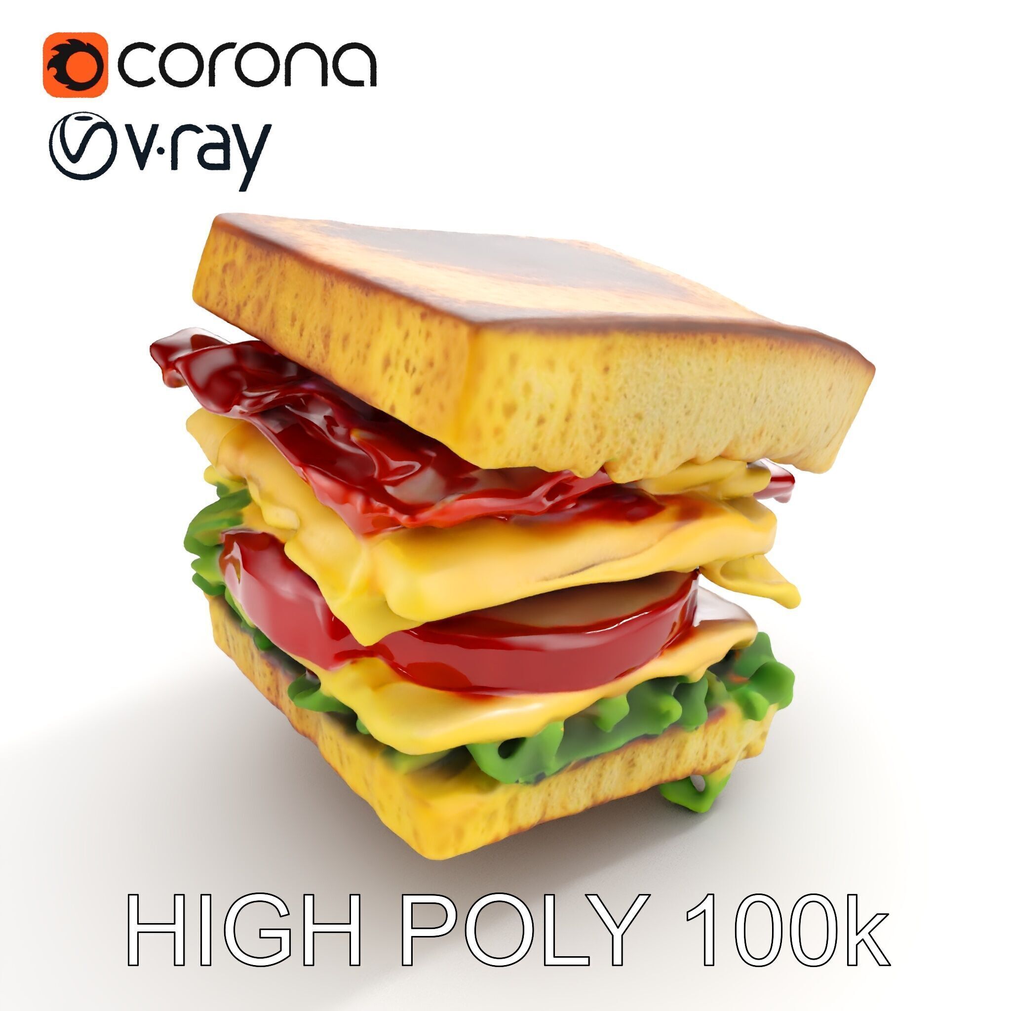 Club Sandwich D Model Pack Low-poly 3D model_26