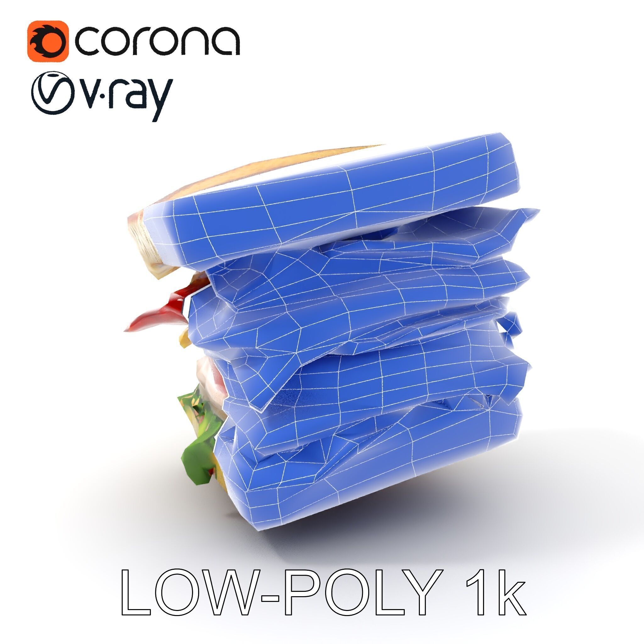 Club Sandwich D Model Pack Low-poly 3D model_16