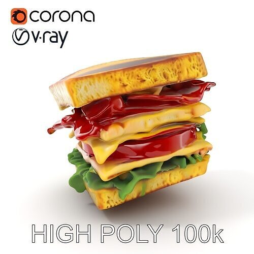Club Sandwich D Model Pack Low-poly 3D model