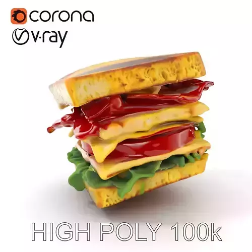 Club Sandwich D Model Pack Low-poly 3D model