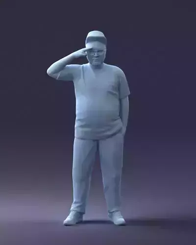 000209 Saluting Fat Man in Casual Urban Outfit 1121 3dp 3D print model