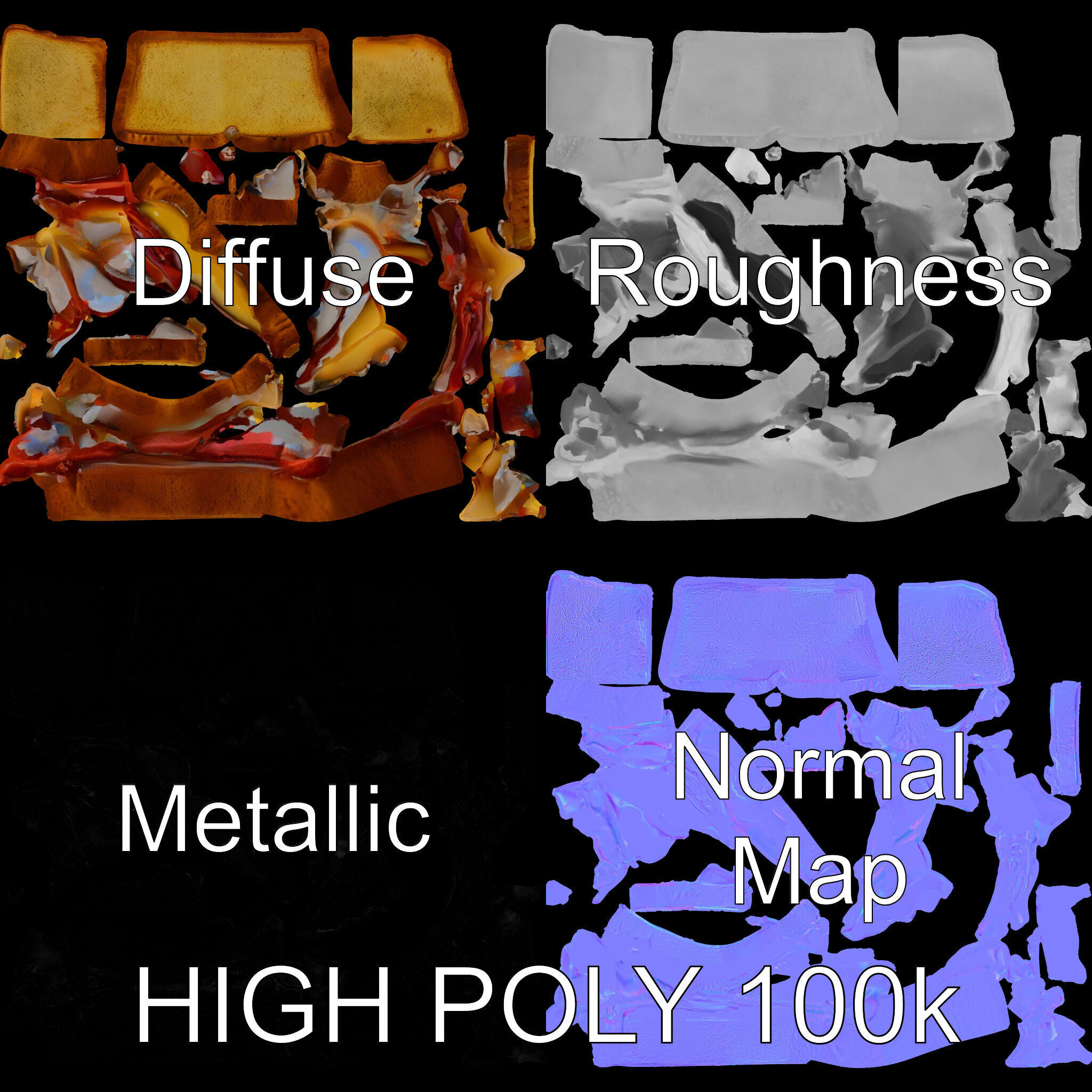 Deluxe Sandwich D Model Pack Low-poly 3D model_3