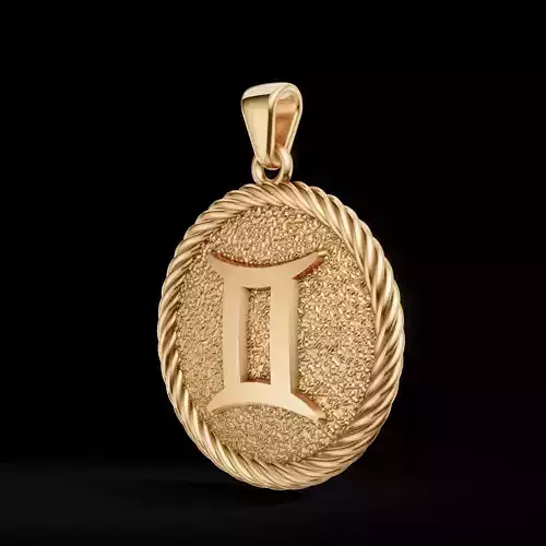 Gemini Zodiac Pendant  Double-Sided 3D Jewelry Model 3D print model