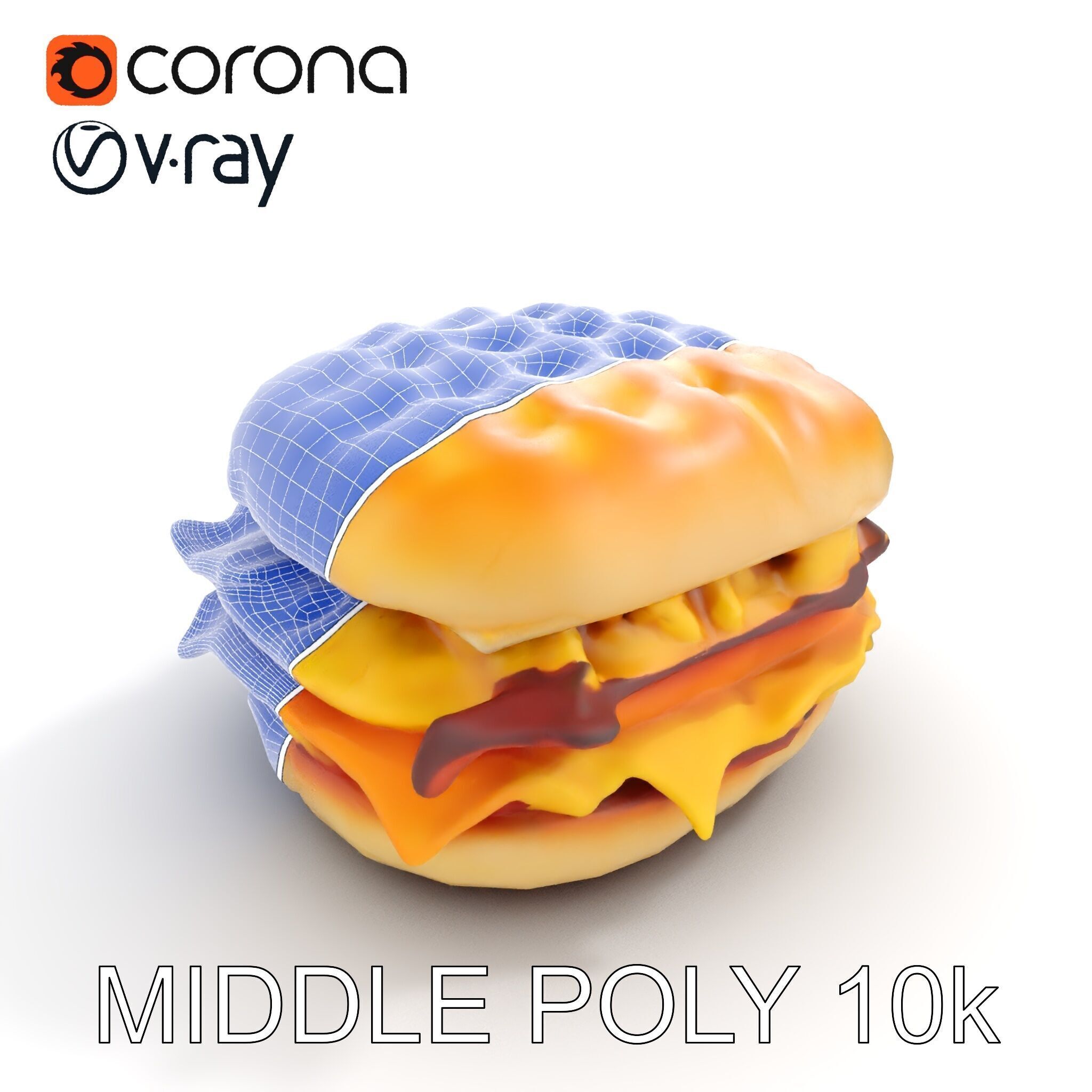 Breakfast Sandwich Model Pack with Bacon Egg and Cheese Low-poly 3D model_19