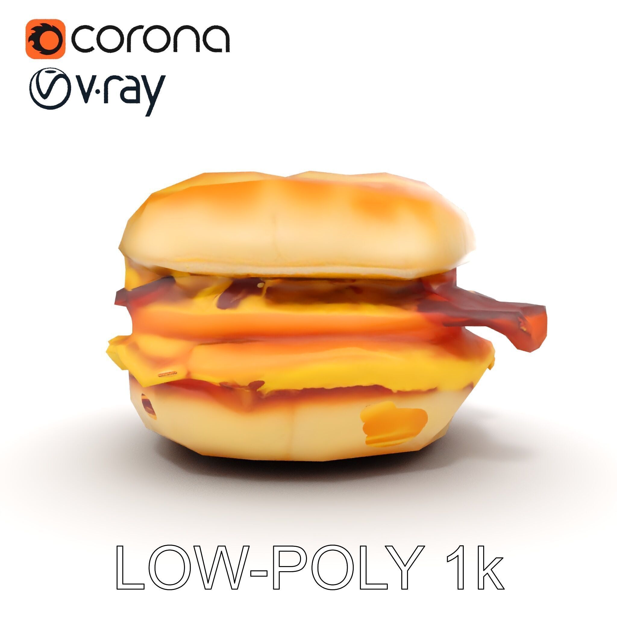 Breakfast Sandwich Model Pack with Bacon Egg and Cheese Low-poly 3D model_18