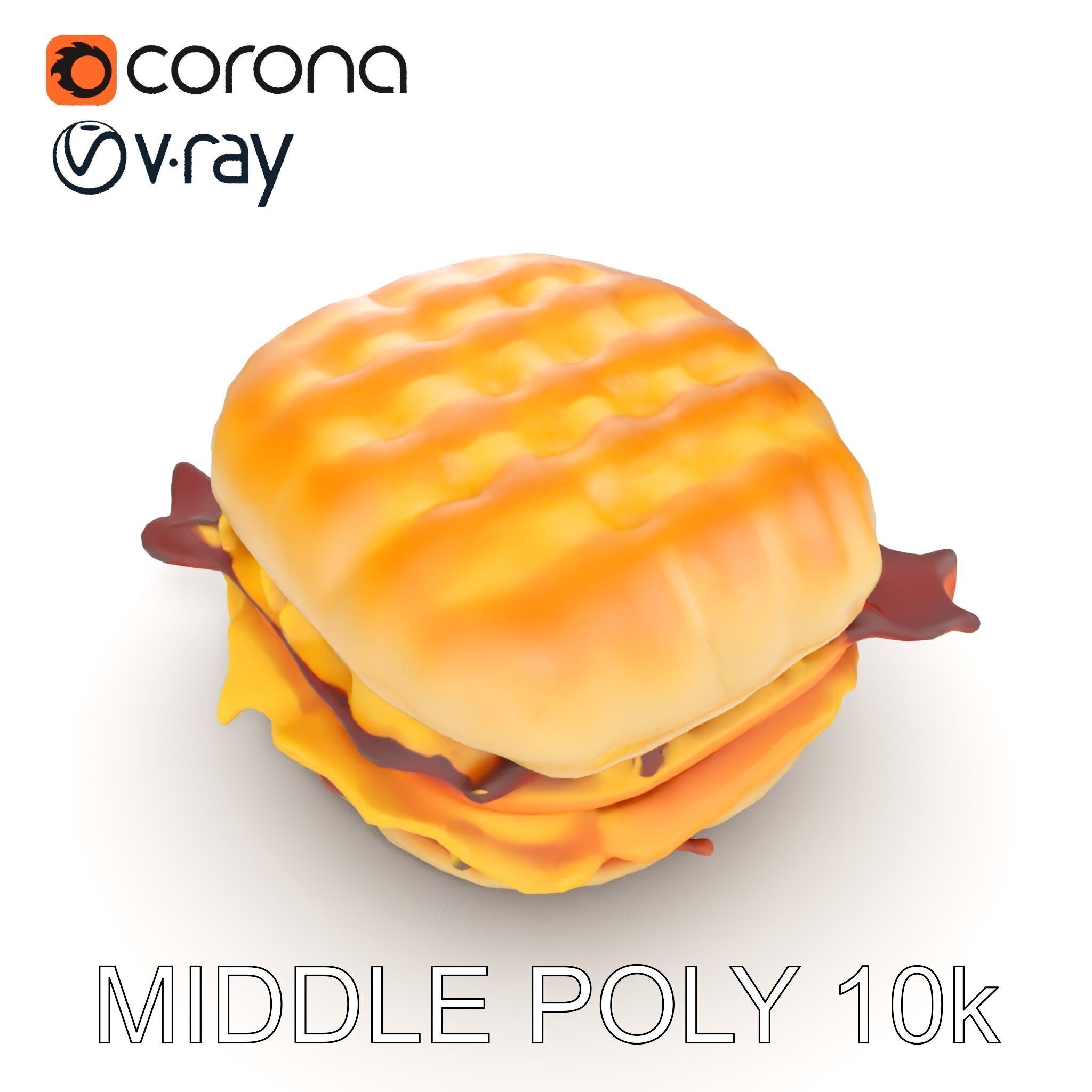 Breakfast Sandwich Model Pack with Bacon Egg and Cheese Low-poly 3D model_11