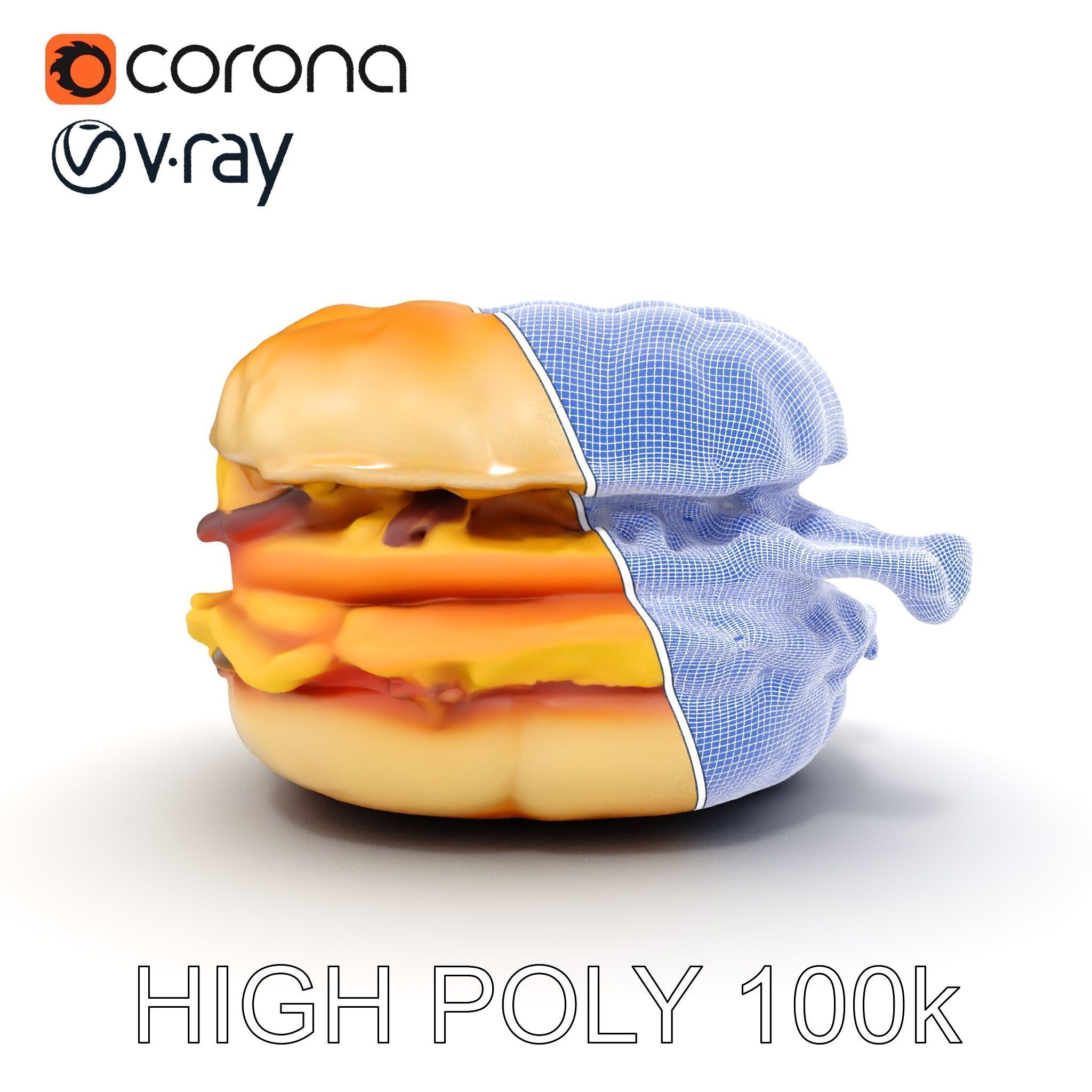 Breakfast Sandwich Model Pack with Bacon Egg and Cheese Low-poly 3D model_35