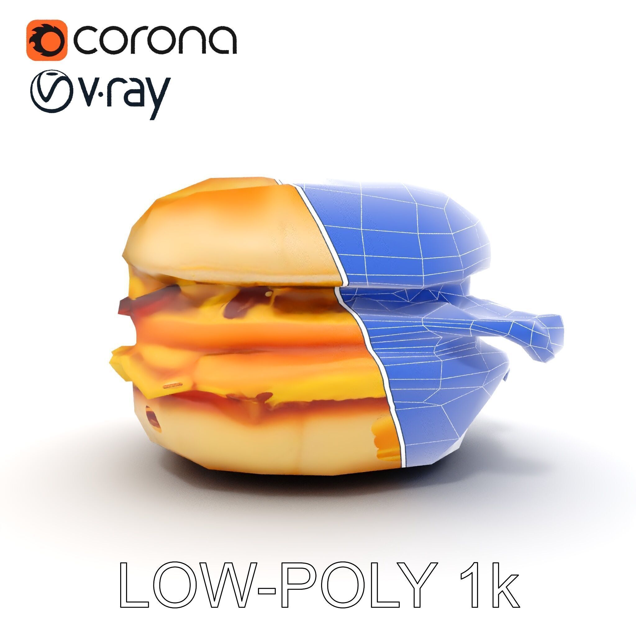 Breakfast Sandwich Model Pack with Bacon Egg and Cheese Low-poly 3D model_20