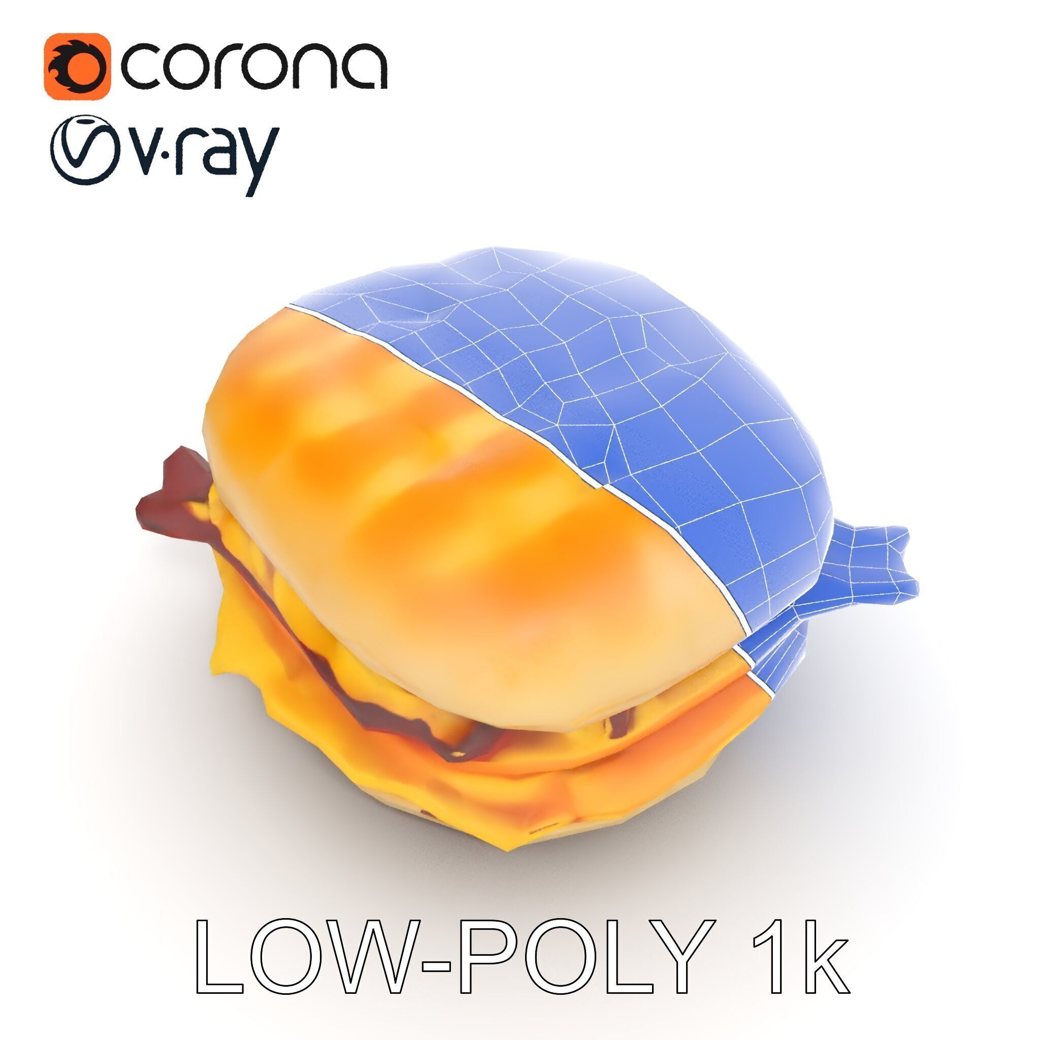 Breakfast Sandwich Model Pack with Bacon Egg and Cheese Low-poly 3D model_31