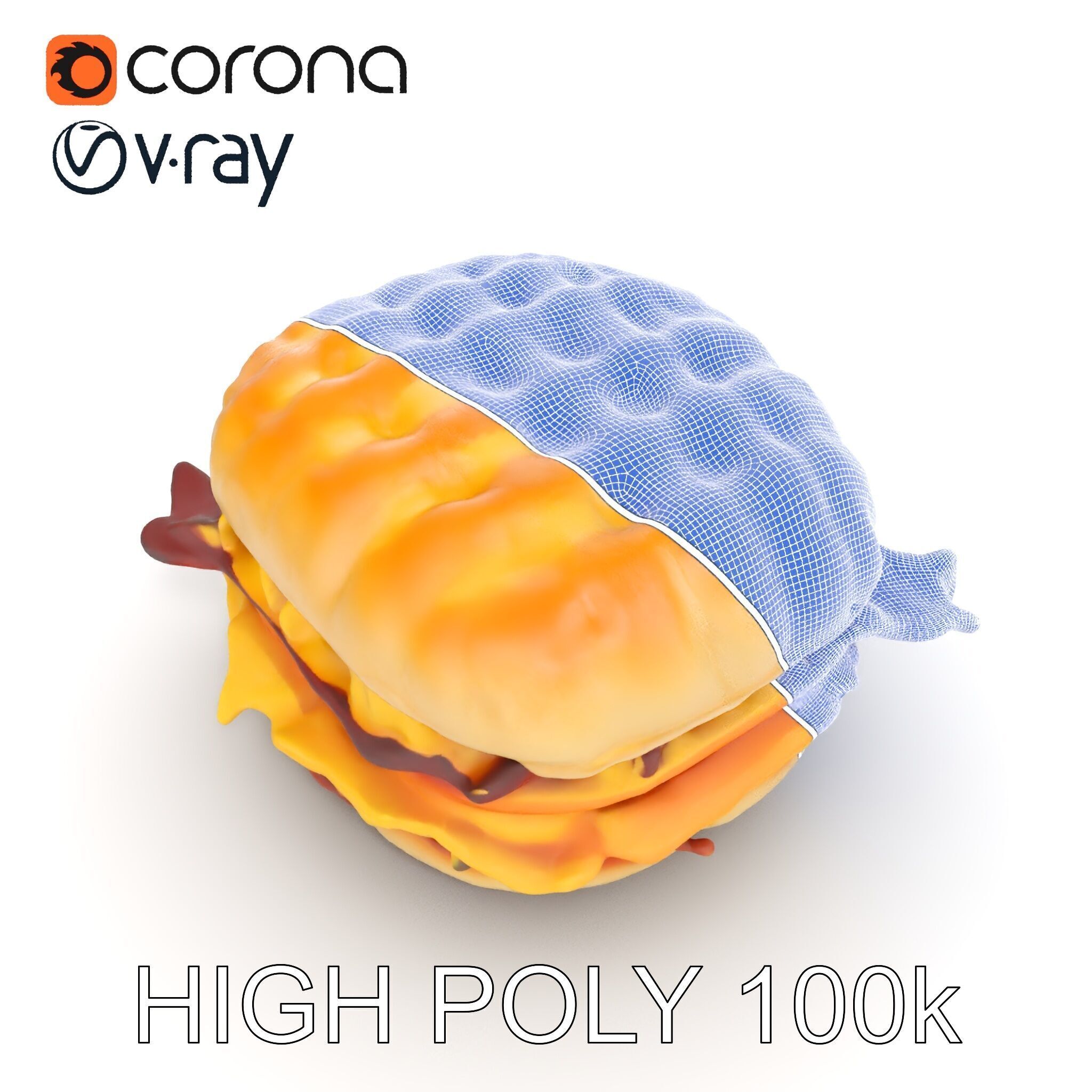 Breakfast Sandwich Model Pack with Bacon Egg and Cheese Low-poly 3D model_29