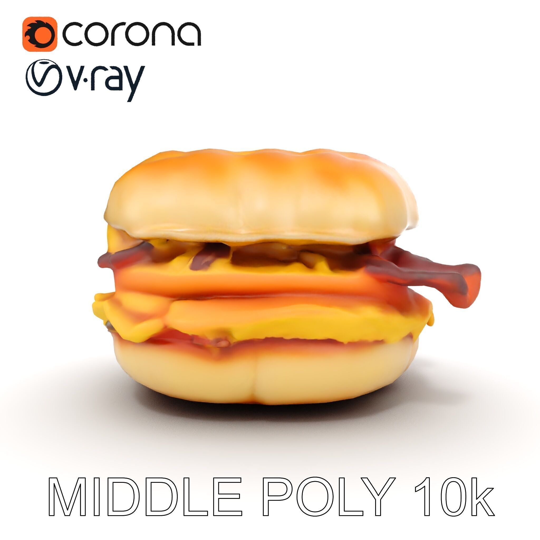 Breakfast Sandwich Model Pack with Bacon Egg and Cheese Low-poly 3D model_14