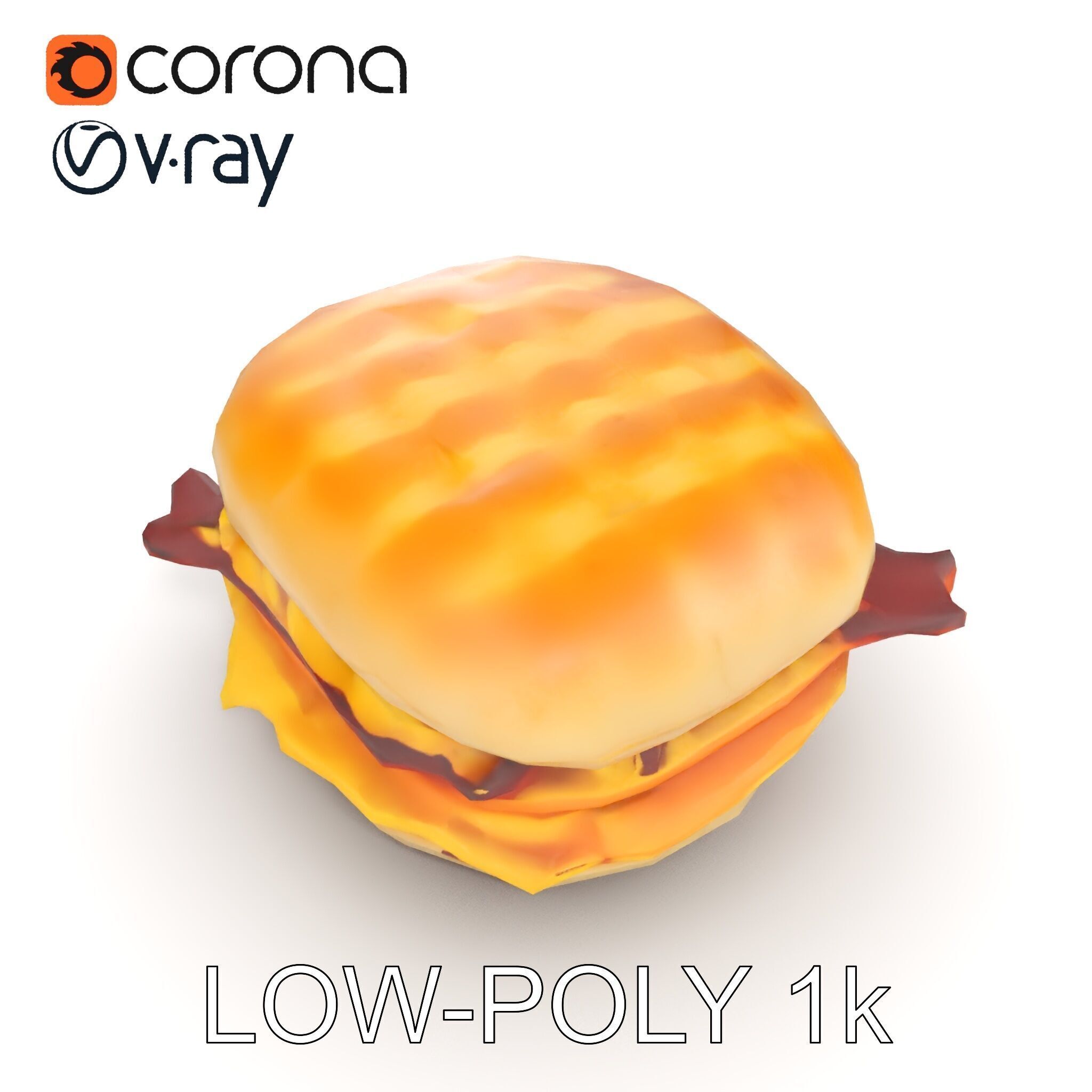 Breakfast Sandwich Model Pack with Bacon Egg and Cheese Low-poly 3D model_9