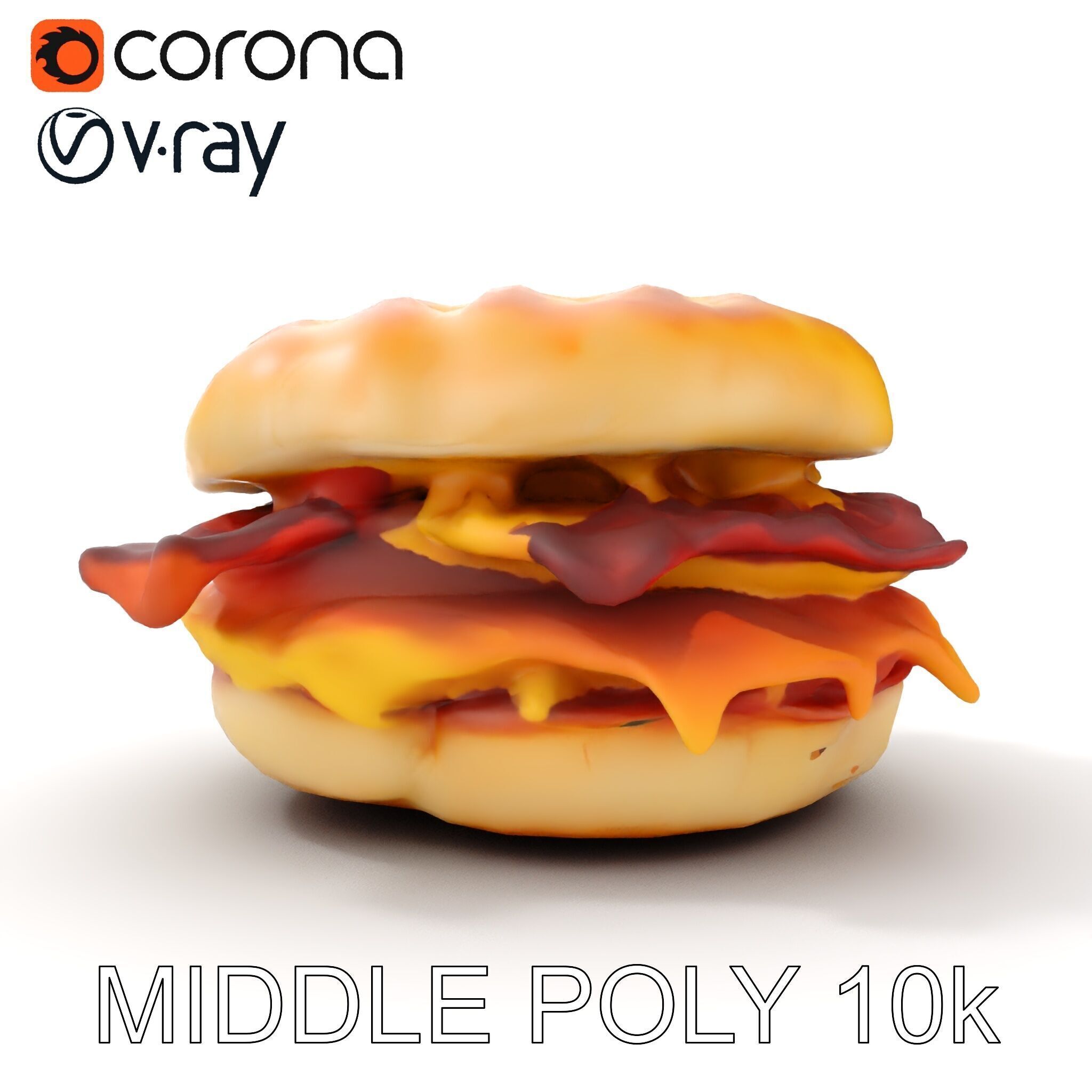 Breakfast Sandwich Model Pack with Bacon Egg and Cheese Low-poly 3D model_17