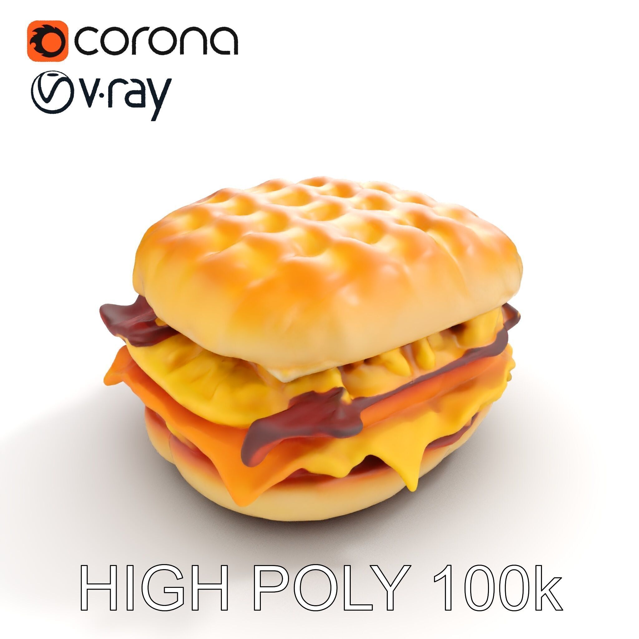 Breakfast Sandwich Model Pack with Bacon Egg and Cheese Low-poly 3D model_21