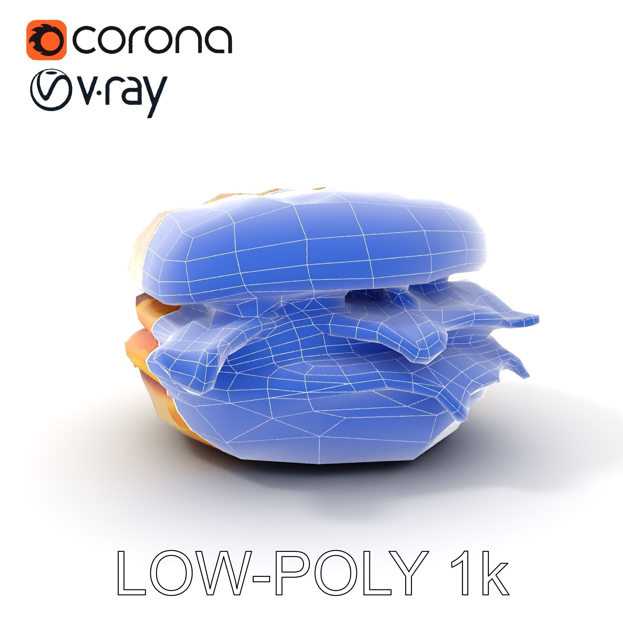 Breakfast Sandwich Model Pack with Bacon Egg and Cheese Low-poly 3D model_15
